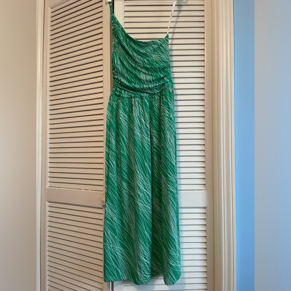 Tart one shoulder modal knit dress, green, size small